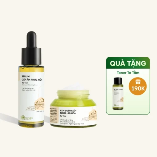 Combo Kem Dưỡng Ẩm, Serum Tơ Tằm Cấp Ẩm Đa Tầng