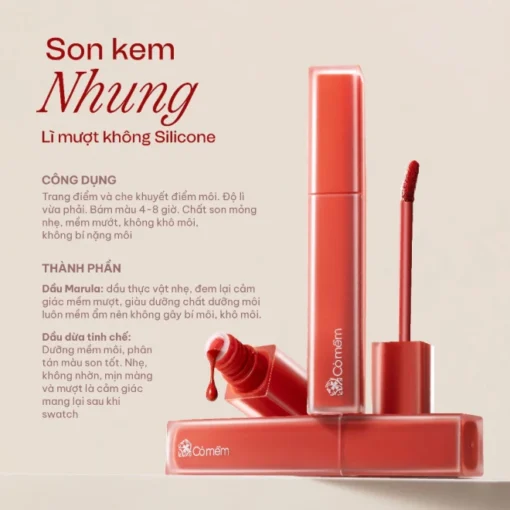 Son Kem Nhung Lì Mượt Không Silicone Bản Nâng Cấp - Ảnh 2