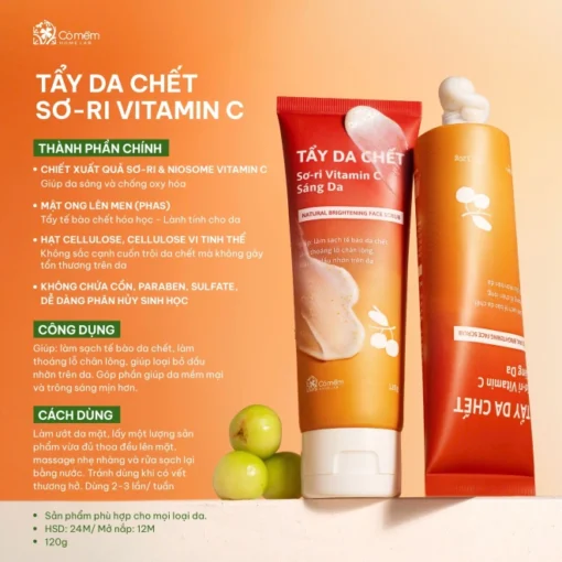 Combo 2 Bước Tẩy Trang Và Tẩy Da Chết Mặt Sơ-ri Vitamin C - Hình ảnh 3